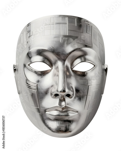 Shiny silver metal face mask