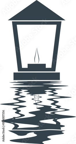 A serene lantern floating on calm water with a subtle reflection Chinese / Lunar New Year