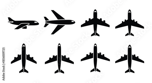 Collection of various airplane silhouettes displayed in a grid format