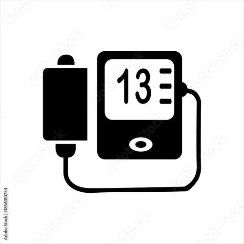 Sleek B&W Blood Pressure Monitor Logo. High-contrast medical vector icon for healthcare apps, clinics, and digital health branding. Professional, minimalist, and scalable design.