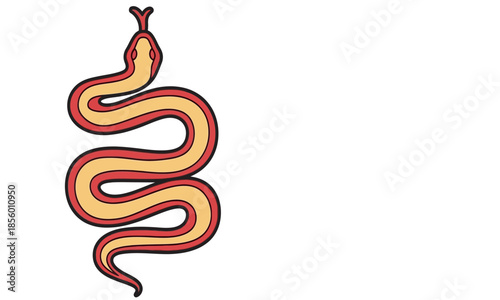 Illustration of a snake writhing with a bright yellow body and red outline, displaying a flexible and dynamic body shape.