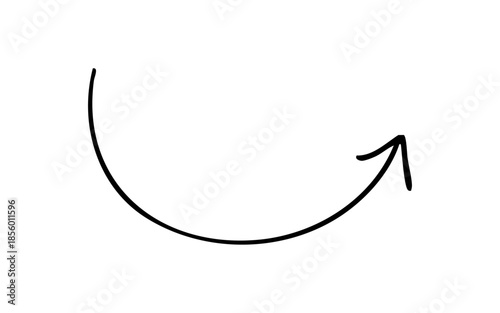 手書きの右上向き矢印　黒