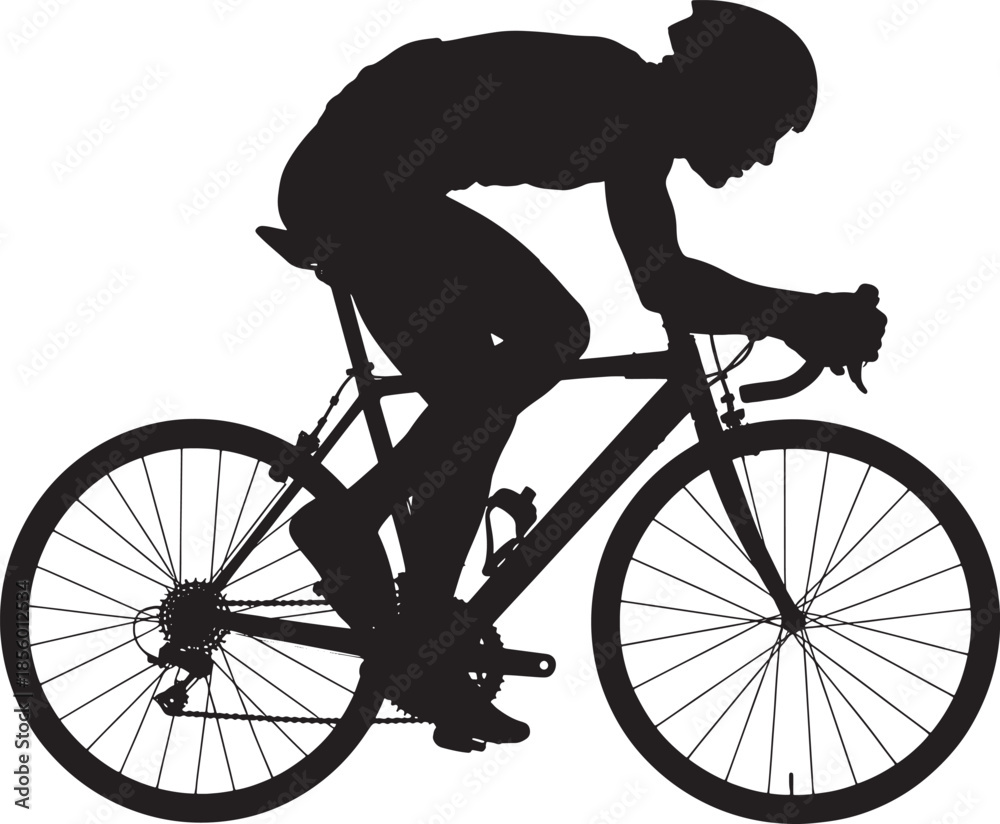 Fototapeta premium Cyclist riding a bicycle in a racing position