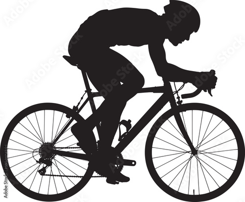 Cyclist riding a bicycle in a racing position