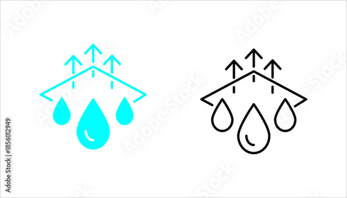 Water Cycle Line Icon  Line icon set. illustrating rain and evaporation representing the water cycle, weather process, climate system, and environmental science concepts.