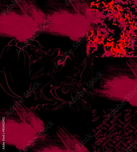 abstract grunge background with flowers Red grunge wall texture winter love scratch the old wall vintage surface live dark black red light effect night mode of happiness marble unique modern high-qual