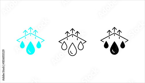 Water Cycle Line Icon  Line icon set. illustrating rain and evaporation representing the water cycle, weather process, climate system, and environmental science concepts.