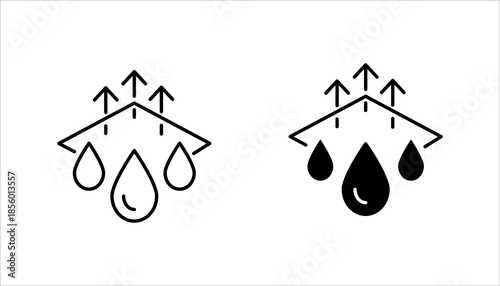 Water Cycle Line Icon  Line icon set. illustrating rain and evaporation representing the water cycle, weather process, climate system, and environmental science concepts.