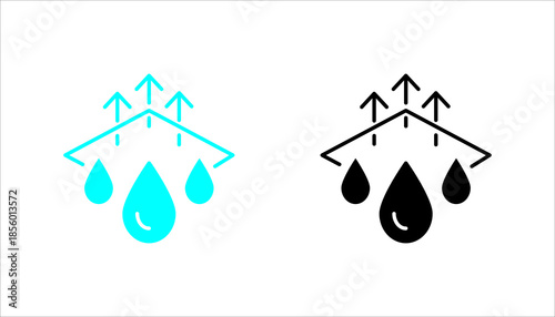 Water Cycle Line Icon  Line icon set. illustrating rain and evaporation representing the water cycle, weather process, climate system, and environmental science concepts.