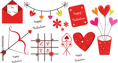 A charming collection of cute valentine's day elements and symbols of love Vector