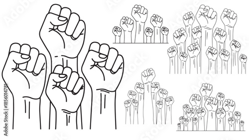Raised Fists Solidarity Illustration for Diversity Inclusion Protest and Collective Action