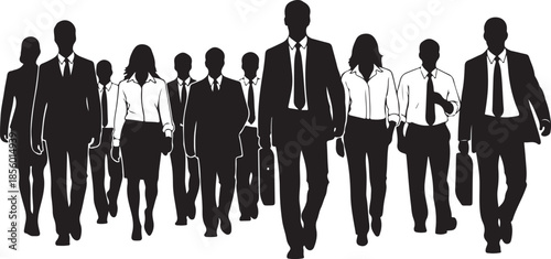 Business Team Walking Together Silhouette

Corporate Professionals Group Illustration

Office Colleagues in Formal Wear Silhouette