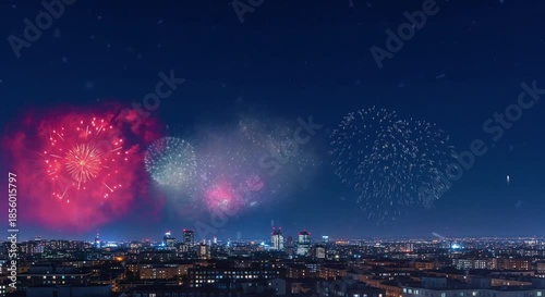 Fireworks on New Year's Eve in a city