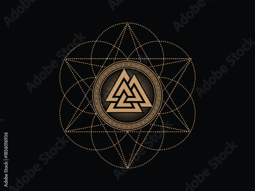 Golden Viking compass on a black background