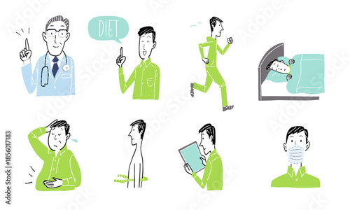 体調管理に気を付ける男性 シンプルなイラスト　健康管理