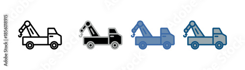 
crane icon set multiple style collection with crane truck design