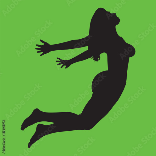 Woman jumping in the air silhouette