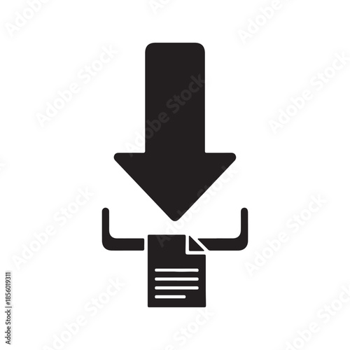 Download icon representing a document being uploaded to a device or system