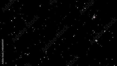 abstract white lights background loop,Twinkling stars glow and sparkle on black background, shimmering starburst light with pulsing white star fields, luxury night sky glitter twinkle animation in 4