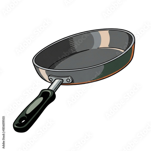 Hand-drawn frying pan graphic in natural colors for home cooking use