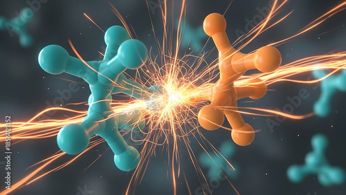Molecular Collision Energy Release Science Illustration