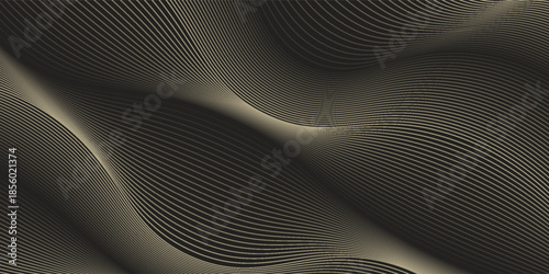 Luxury Gold Line Abstract Pattern on Black Background