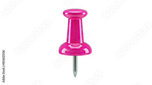 Pink Push Pin Isolated on White Background
