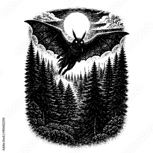 Mothman Cryptid Illustration