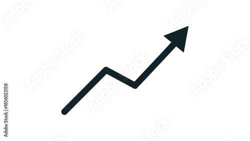 A simple black arrow graph trending upwards on a white background