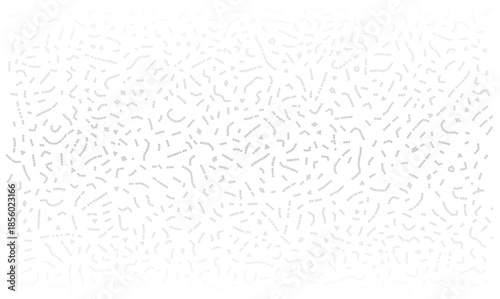 Abstract white vector texture with gray particles representing global data networks, logistics connection, and energy transformation. Digital noise pattern with scattered chaotic lines and dots.