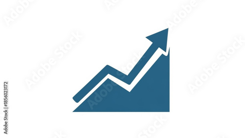 Graphic illustration of a rising trend graph with a blue arrow indicating growth and success