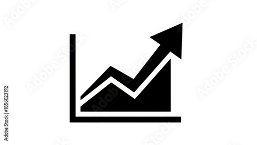 A black graph icon showing an upward trend on a white background