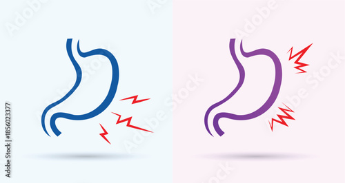 Stomach pain medical logo gastro cramp ache clinic emergency treatment care icon
