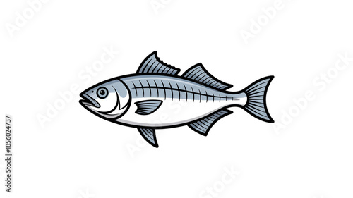 Sardine Fish Swimming Left on White Background