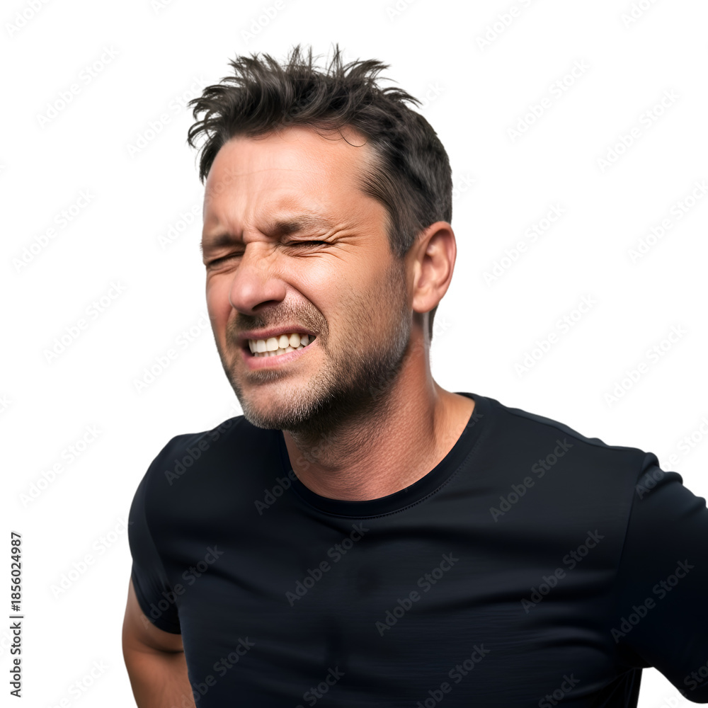 Fototapeta premium Man in Pain: Health, Backache, Stomach Ache