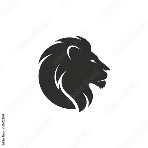Majestic lion head profile silhouette isolated on white background, powerful wild animal mascot vector.