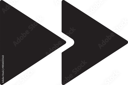 Two black arrows pointing to the right with a gap in between on a white background