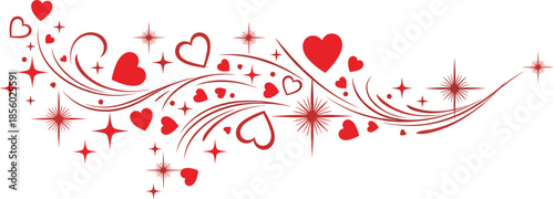 Vibrant red heart and star decorations for Valentine's Day