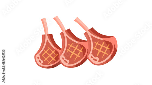 Grilled Pork Chops on White Background