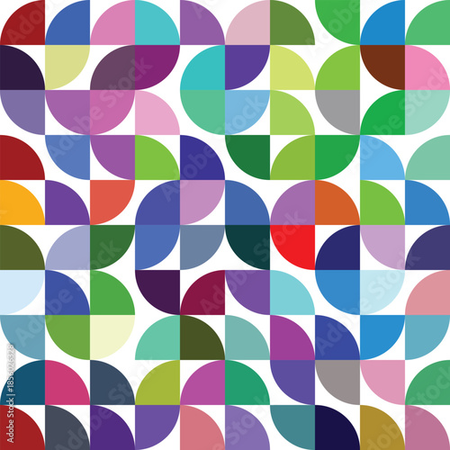 Bauhaus style geometric abstract pattern with primary colors and minimal shapes