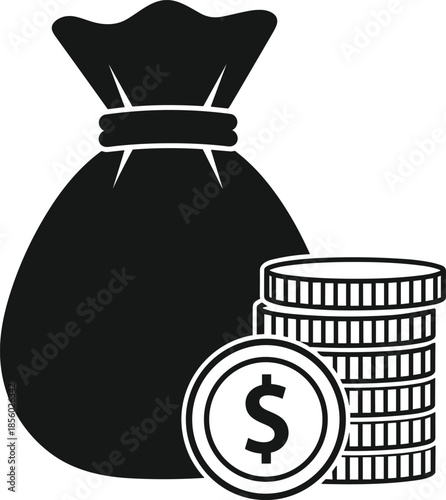 Money bag with coins vector illustration currency sack wealth bag symbol income dollar savings saving cash money bank finance