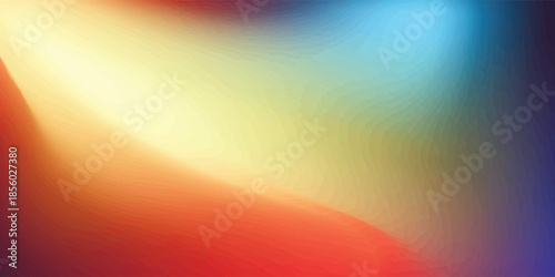 A dynamic abstract background featuring a smooth transition of colors from fiery red and orange to deep blue and teal overlaid with a fine grain