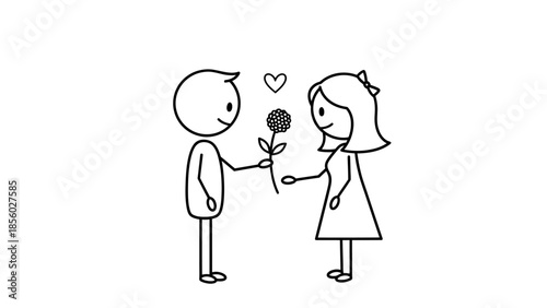 Hand drawn vector illustration of a loving wedding couple with a bride and groom character sketch in a creative art style