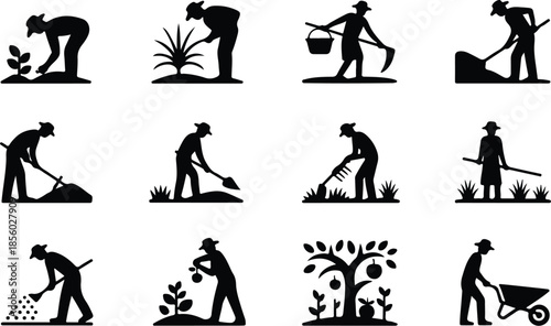 Farmers Field Work Icon Set Harvesting Crop Icons – Top Collection