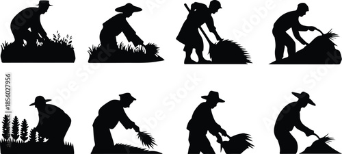 Farmers Field Work Icon Set Harvesting Crop Icons – Top Collection