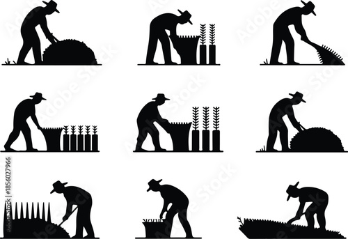 Farmers Field Work Icon Set Harvesting Crop Icons – Top Collection