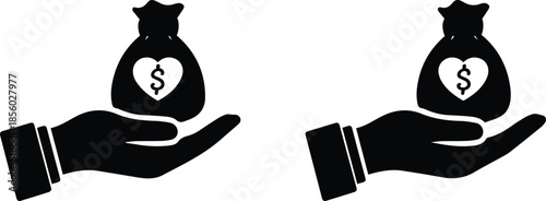 Two hands holding a bag with money in it