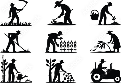 Farmers Field Work Icon Set Harvesting Crop Icons – Top Collection