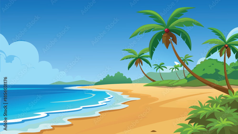Fototapeta premium tropical beach with palm trees