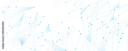 Blue white abstract polygon connection mesh digital technology futuristic communication high tech concept dots lines connect network background. 
